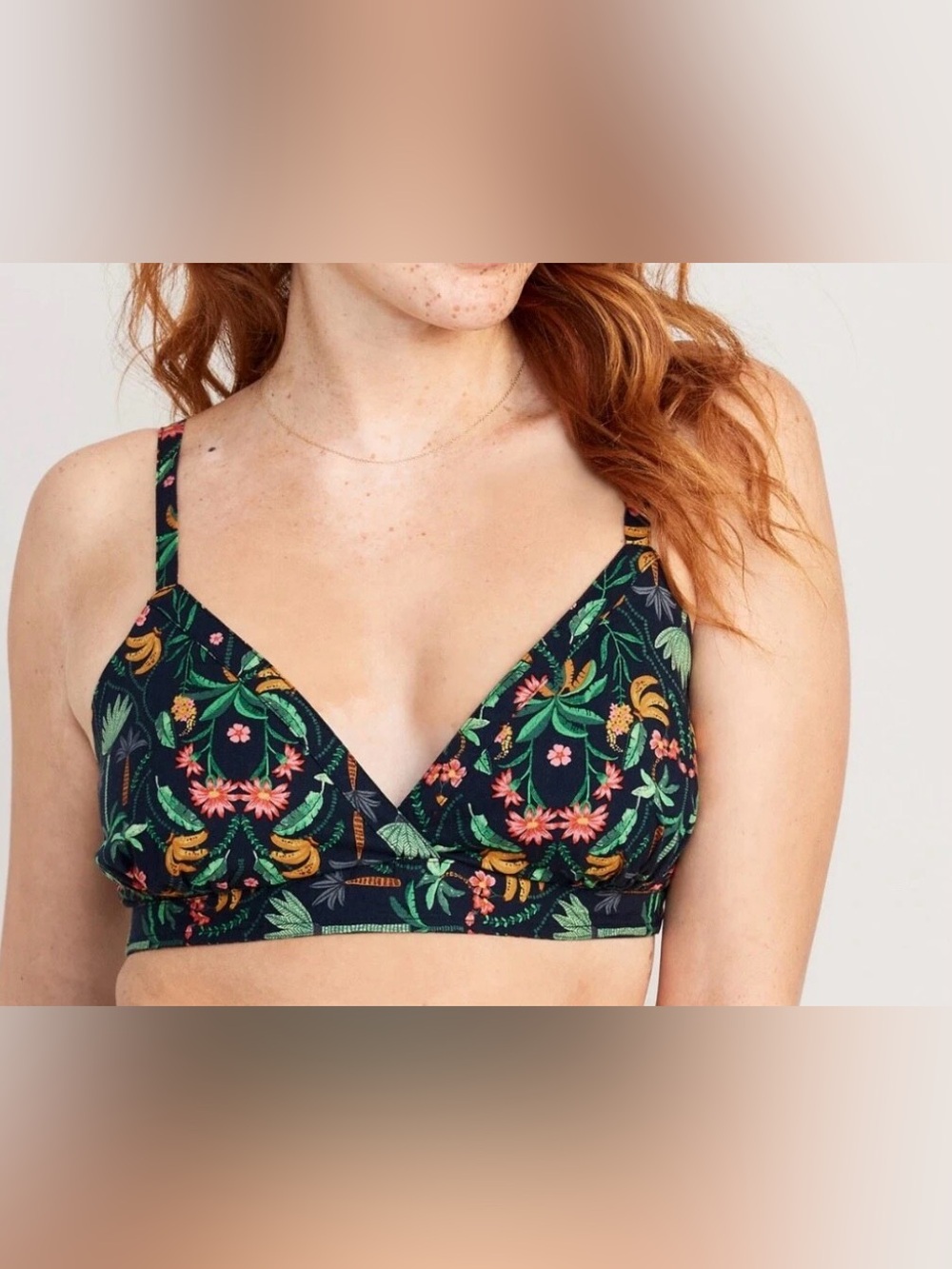 old navy banana print tropical cotton bralette halter top size medium